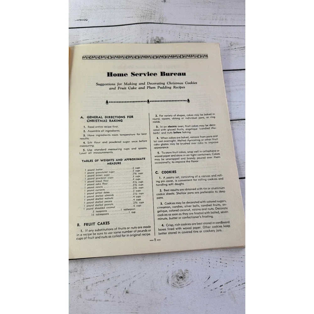 Christmas Cookies Home Service Bureau 1939 4th Edition Vintage Recipes